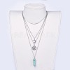Bullet Synthetic Turquoise Pendant Tiered Necklaces NJEW-JN02457-06-6