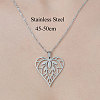 Non-Tarnish 201 Stainless Steel Hollow Heart Pendant Necklace NJEW-OY002-17-3