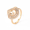 Brass Micro Pave Clear Cubic Zirconia Peg Bails Cuff Finger Ring Settings KK-T062-109G-NF-1