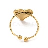 Ion Plating(IP) 304 Stainless Steel Heart Open Cuff Ring for Women RJEW-E066-04G-3