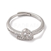 Rack Plating Brass Cubic Zirconia Arabic Letters Adjustable Rings for Women RJEW-S407-10P-01-2