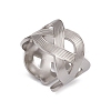 304 Stainless Steel Hollow Out Wave Open Cuff Rings for Women RJEW-G285-29P-1