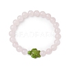 Natural Rose Quartz Beaded Stretch Bracelets for Women BJEW-JB11095-06-1