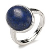 Natural Lapis Lazuli Oval Adjustable Rings RJEW-K371-07S-15-2