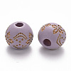 Painted Natural Wood Beads X-WOOD-N006-03A-12-2