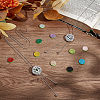 2Pcs 2 Styles Adjustable Stainless Steel Hollow Flat Round Diffuser Locket Pendant Lariat Necklaces NJEW-PH0001-49-4