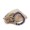 Natural Lapis Lazuli(Dyed) Beads and Natural Frosted Agate Beads Stretch Bracelets BJEW-JB03848-02-3