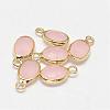 Oval Faceted Golden Tone Brass Glass Charms GLAA-O015-25G-1