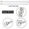 20Pcs 304 Stainless Steel Cable Chain Necklaces Set STAS-SC0006-22P-3