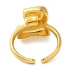 Initials Brass Open Cuff Ring for Women RJEW-N046-02E-G-3