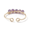 Copper Wire Wrapped Natural Amethyst Open Ring RJEW-JR00630-02-4