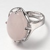 Adjustable Oval Gemstone Wide Band Rings RJEW-L062-01C-2