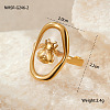 Preserved Flowers 304 Stainless Steel and Epoxy Resin Open Cuff Rings for Women FS-WGCF311-15-1