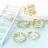 6Pcs 6 Styles Brass Micro Pave Clear Cubic Zirconia Cuff Rings RJEW-LS0001-45G-5