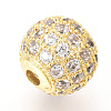 Brass Micro Pave Cubic Zirconia Beads ZIRC-Q013-14mm-142G-2