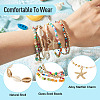 2 Bags Summer Beach Glass Seed Beaded & Natural Shell & Alloy Starfish Charm Anklet Sets AJEW-TA0003-69A-4