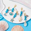 5Pcs 5 Styles Alloy Enamel & Shell Pendant Decoraiton HJEW-JM01656-2