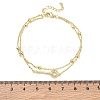 Brass Micro Pave Clear Cubic Zirconia Key Link 2-Strand Bracelets KK-CBA6980-20G-5