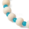 3Pcs Synthetic Turquoise & Wood & Glass Beaded Stretch Bracelets for Women BJEW-JB11124-6