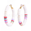 Basketball Wives Style Brass Heishi Beaded Hoop Earrings X-EJEW-JE04083-01-2