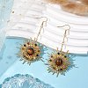 Natural Tourmaline & Tiger Eye Dangle Earrings EJEW-MZ00237-2