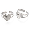 Non-Tarnish 304 Stainless Steel Heart Cuff Rings RJEW-N038-118P-2