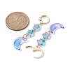 Moon & Star Glass Dangle Leverback Earrings with 304 Stainless Steel Pins EJEW-JE05605-01-3