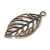 Tibetan Style Alloy Filigree Leaf Pendants X-TIBEP-Q040-023AB-NR-2