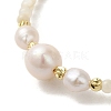 Natural & Pearl & Brass Tube Beaded Bracelets BJEW-C051-47G-2