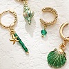 4Pcs Brass Glass Hoop Earring & Cuff Earring Sets FS-WG63380-04-2