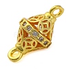 Brass Micro Pave Clear Cubic Zirconia Hollow Bicone Connector Charms KK-A230-05E-G-2