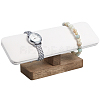 PU Leather T-Bar Bracelet Display Stands with Wooden Base BDIS-WH0010-11C-1