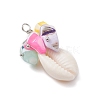 Natural Cowrie Shell & Dyed Natural Trochid Shell Nuggets Beaded Pendants PALLOY-JF04584-02-4