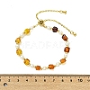 Adjustable Natural Cultured Freshwater Pearl & Amber Beads Slider Bracelets for Women BJEW-JB13608-3