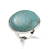 Synthetic Turquoise Round Adjustable Rings RJEW-K371-09S-16-2