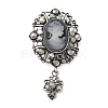 Retro Alloy Rhinestone Oval Brooch JEWB-B022-01AS-01-1