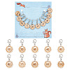 10Pcs 10 Style Flower with Number Wood Pendant Locking Stitch Markers HJEW-AB00644-1