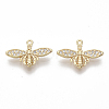 Brass Micro Pave Clear Cubic Zirconia Charms KK-S355-019-NF-2