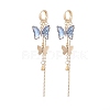 4 Pairs 4 Color Glass Butterfly Dangle Hoop Earrings with Clear Cubic Zirconia EJEW-TA00153-3