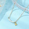 Alloy Star & Natural Cultured Freshwater Pearl Potato Beaded Pendant Brass Cable Chain Necklaces for Women NJEW-JN05788-1