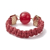 Glass Round Ball Braided Bead Style Finger Ring RJEW-JR00600-03-4