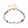 Cross with Evil Eye Beaded Bracelets BJEW-JB06289-02-1