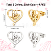 Unicraftale 10 Pairs 2 Colors Heart with Musical Note 304 Stainless Steel Stud Earrings for Women STAS-UN0034-78-3