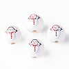 Painted Natural Wood Round Beads WOOD-N006-181-2