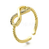 2Pcs 2 Styles Brass Micro Pave Clear Cubic Cuff Zirconia Rings for Women RJEW-S399-04G-6