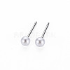 ABS Plastic Pearl Ball Stud Earrings for Women EJEW-S213-01E-D04D-RS-2