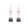 Witch Hat with Ghost Acrylic Dangle Earrings FS-WG1324F-01-5