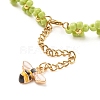 Glass Seed Beaded Flower Necklace with Alloy Enamel Bee Charm NJEW-JN03817-02-5