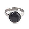 Half Round Synthetic Blue Goldstone Finger Rings RJEW-M062-01P-26-2