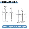 20Pcs 2 Styles 304 Stainless Steel Pendants FIND-HS0002-02-2